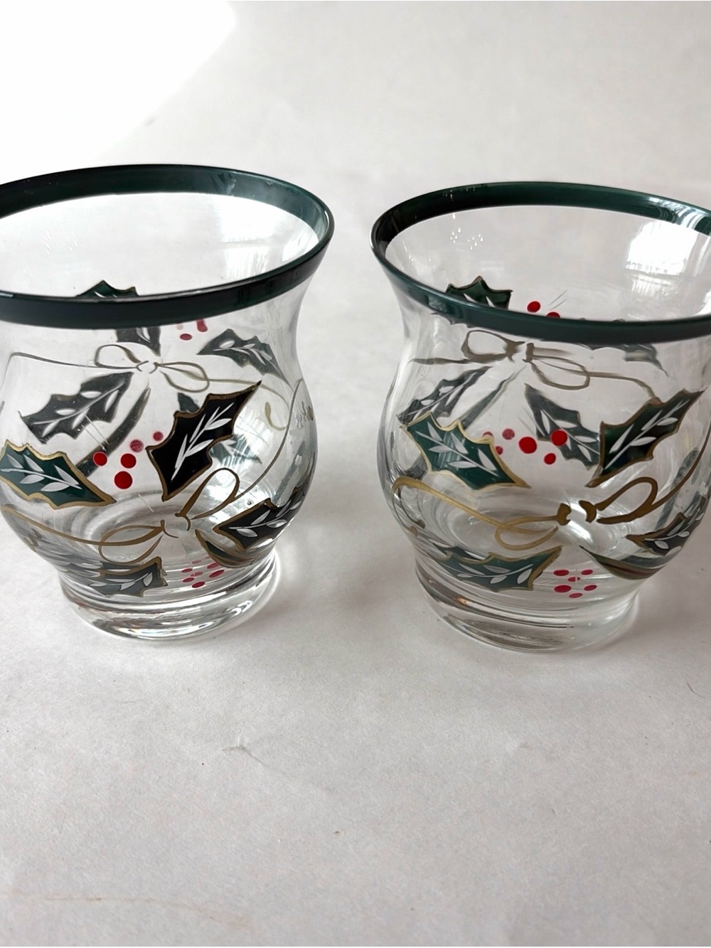 Lenox Glass Holiday Spirit Votive Candle Holders & Candles 4" Christmas 2 pc